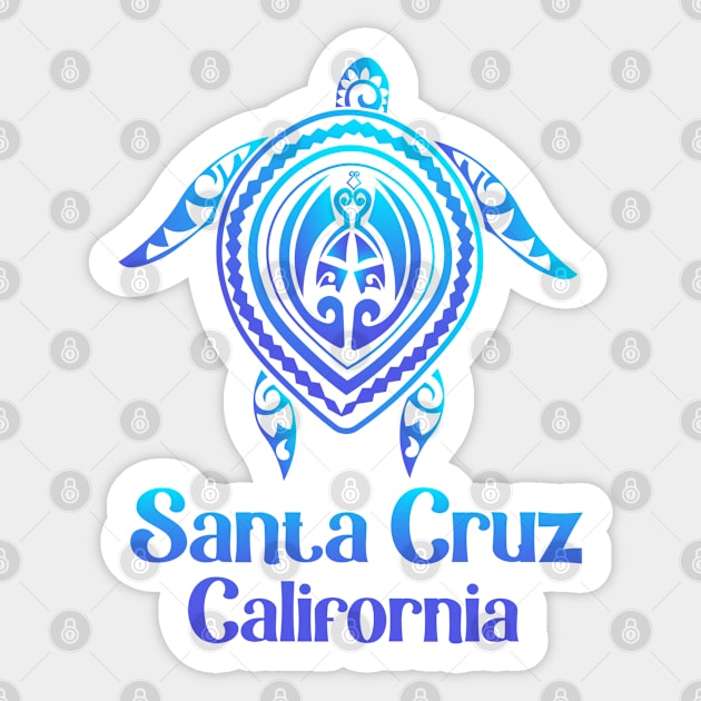 Santa Cruz California CA Souvenir Sea Turtle Blue Sea Tribal Sticker by kalponik